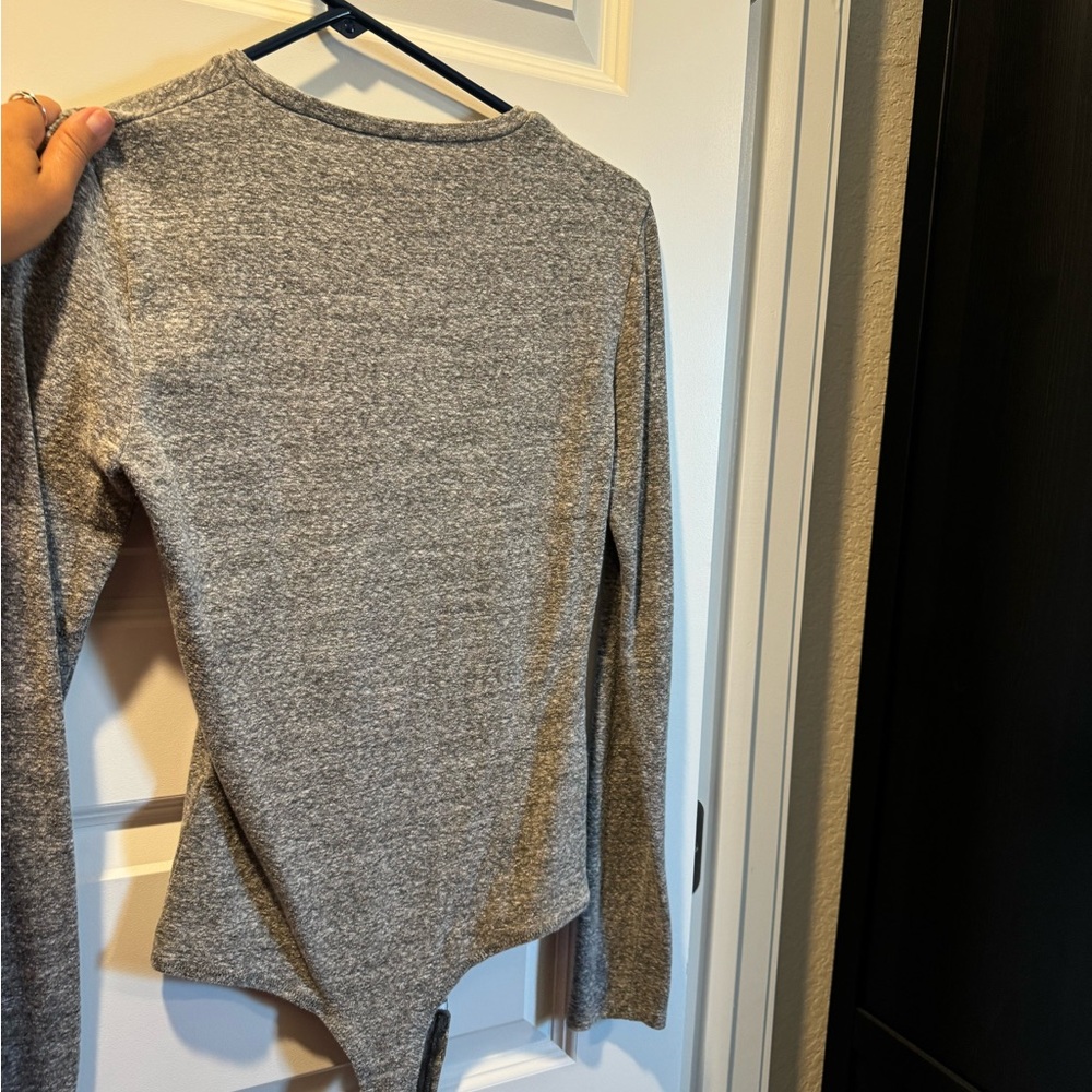 Gray longsleeved body suit, thong bottom, minimally worn, bought brand new!